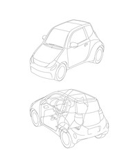 19 一人乗り自動車01 外観_テクニカルイラスト