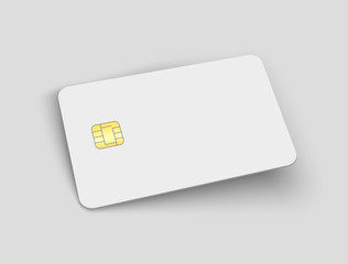 Vector blank chip credit card mock up with shadow. stock illustration