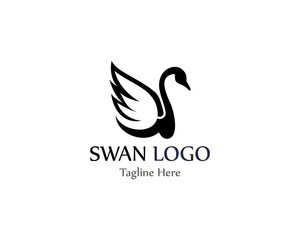 Swan logo simple icon template vector illustration creative design