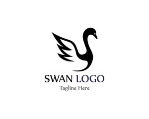 Swan logo simple icon template vector illustration creative design