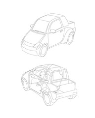 20 一人乗り自動車02 外観_テクニカルイラスト