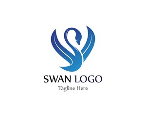 Swan logo simple icon template vector illustration creative design