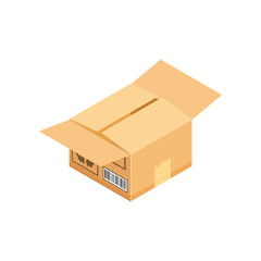 Corrugated box. Isometric vector illustration isolated on white background.