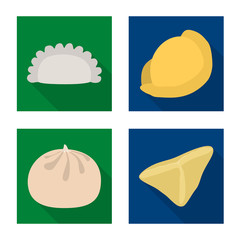 Vector illustration of products and cooking logo. Set of products and appetizer stock symbol for web.