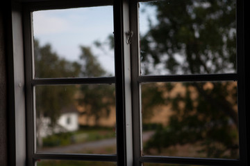 Fototapeta premium Window view facing courtyard