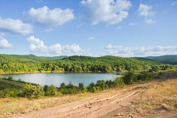 Fototapeta na wymiar Summer landscape with small lake