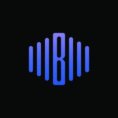 Obraz premium letter B abstract for information technology and digital. minimalist sound music equalizer icon. audio logotype Unique and simple element. -vector