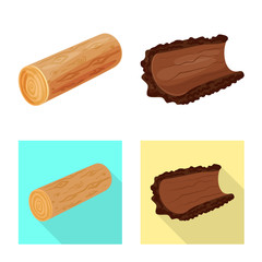 Vector illustration of tree and raw icon. Collection of tree and construction vector icon for stock.