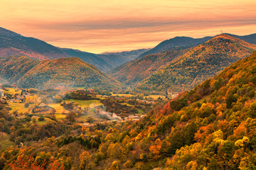 Fototapeta na wymiar Autumn landscape in Pyrenees Mountains
