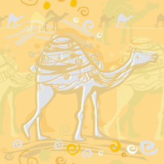 camel and caravan in the desert pattern