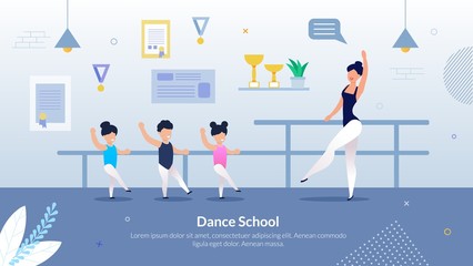 Informative Flyer Inscription Dance School Flat.