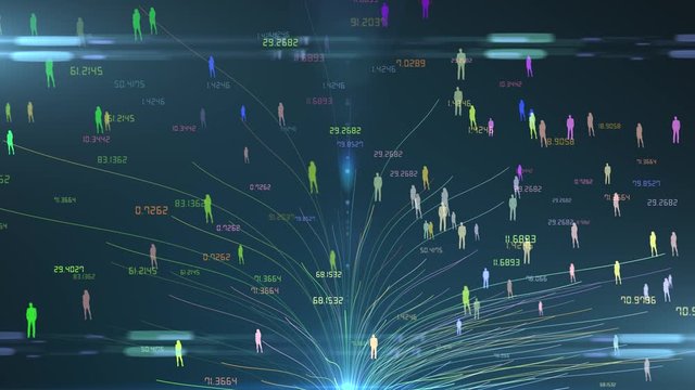 Global population animation of people connected via lines