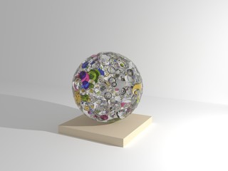 globe on white background, abstract glass sphere, 3d illustration