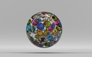 globe on white background, abstract glass sphere, 3d illustration