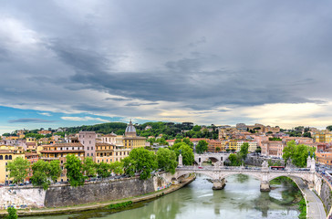Amazing landscape with Rome, Italy with sunset light.
