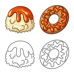 Vector design of confectionery and culinary symbol. Set of confectionery and product stock vector illustration.