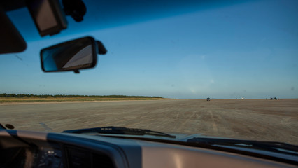 View from inside car at Rømø beach Denmark