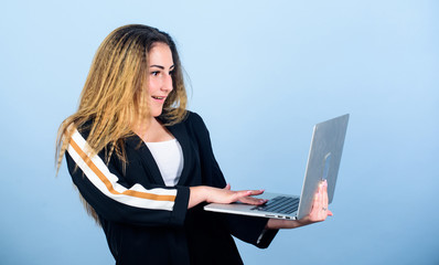 Creative business. blogging and digital marketing. new technology in modern life. woman work using...