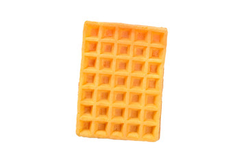 Belgian waffle isolated on white background.
