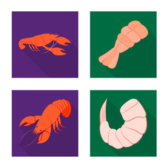 Vector design of appetizer and seafood icon. Collection of appetizer and ocean stock symbol for web.