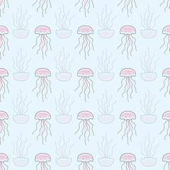 Seamless pattern with jellyfish illustration