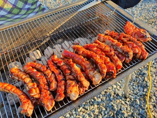 Pork barbecue for camping dinner outdoors. Just so delicious!