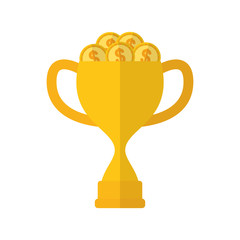Isolated coins and trophy vector design