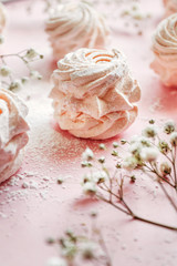 Homemade pink strawberry marshmallows. Caring for children's health, healthy dessert.