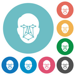 Face recognition flat round icons