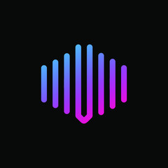 letter V abstract for information technology and digital. minimalist sound music equalizer icon. audio logotype Unique and simple element. -vector