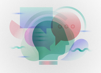 Modern illustration of Chatting concept - Bubble speech thinking head