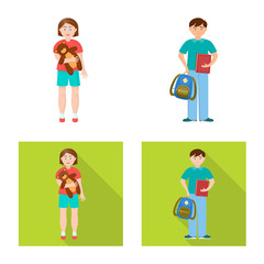 Isolated object of character and avatar sign. Set of character and portrait stock symbol for web.