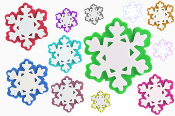 Isloated snowflake shapes on white background