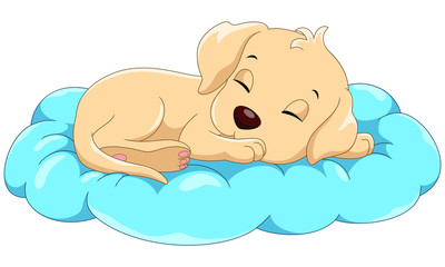 Vector illustrator of cute sleeping dog cartoon isolated on white background