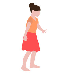 vector, isolated, flat style child, girl without face