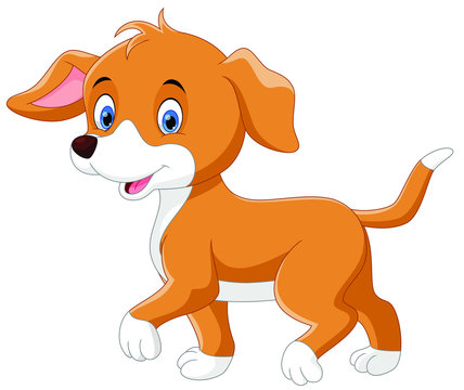 Vector illustrator of happy dog cartoon isolated on white background