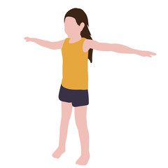 isolated, flat style child, little girl