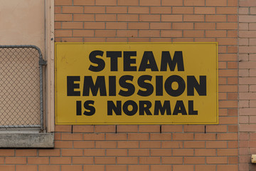 Sign telling us that steam is normal