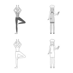 Vector illustration of posture and mood symbol. Collection of posture and female stock symbol for web.