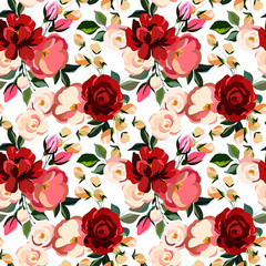 elegant seamless pattern with floral elements, leaves