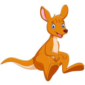 Vector illustrator Cute kangaroo cartoon isolated on white background