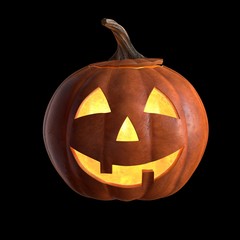 3D render of Scary Halloween Pumpkin Head isolated on black.