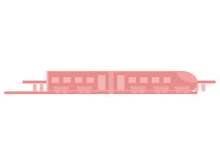 Train on rails in a flat style isolated on white background. Vector illustration