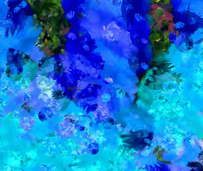 Fototapeta na wymiar Abstract brush painted background, colorful texture pattern, digital oil technique imitation. Creative art wallpaper. Big splashes and strokes on canvas.