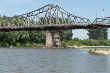 Steel bridge across the river