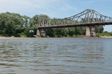 Steel bridge across the river