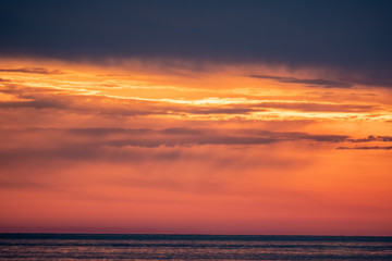 Beautiful red and orange sunset over the sea.