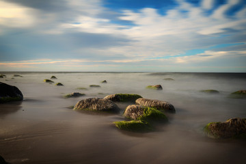 Stones on the shores of the Baltic Sea, long exposure.