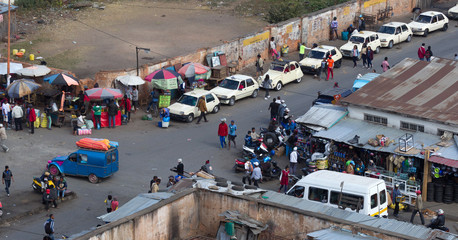 Antananarivo, Madagascar - July 22, 2019: Busy streets during a typical weekday in Antananarivo, Madagascar