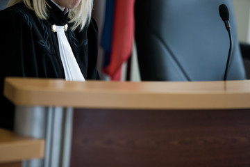 Fototapeta na wymiar judge in courtroom of the Russian Federation
